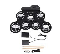Naroote Batterie électrique, Kit de Batterie en Silicone à 7 Pads Enroulables, Kit de avec Haut-parleur intégré et Entrée MP3, pour les Enfants Débutants, Apprentissage Pratique