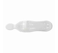 Naroote Biberon de Nourriture pour bébé de 90 Ml avec Cuillère - Mangeoire à Presser en Silicone Souple pour Bébés, sans BPA - Léger et Portable pour les Parents en Déplacement, 20 X 5 Cm (WHITE)