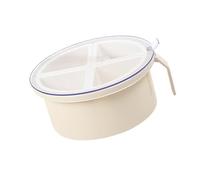 Naroote Boîte à Condiments, Récipient à Condiments Durable Multifonctionnel 4 Grilles Facile à Nettoyer avec 4 Cuillères pour la Maison pour le Restaurant (Beige)