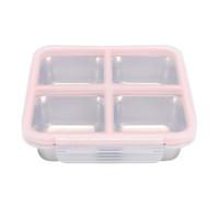 Naroote Boîte à Déjeuner en Acier Inoxydable, Récipient de Stockage des Aliments à 4 Compartiments avec Couvercle Anti-fuite pour Adultes, Passe au -ondes, Lave-vaisselle, Congélateur, (rouge)