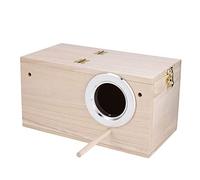 Naroote Boîte D'élevage d'oiseaux de Compagnie, Maison en Bois Robuste avec Support pour Perroquets, Perruches, Calopsittes, Burlywood Non Toxique, 9.6x5.1x5,1 Pouces (Ouverture à Droite)