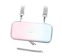 Naroote Boîte Rigide Portable en Forme de Patte de Chat pour Console, étui de Rangement de Protection Complète avec Poche en élastique, Idéal pour Les Amoureux des Chats et Les Joueurs (Rose