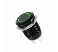 Naroote Boîtier Noir momentané de Commutateur de Bouton Poussoir de LED de 12mm pour la Voiture 2A, Laiton nickelé Imperméable (GREEN)