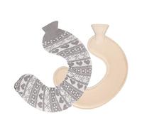 Naroote Bouillotte Douce en Forme de U pour le Cou et les épaules, Sac d'injection d'eau de 1 L avec Manchon tricoté, Anti-douleur (Noeud papillon gris)