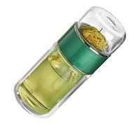 Naroote Bouteille Infuseur à thé Isolée Double Couche de 280 Ml, Beau Design pour un Usage Quotidien, Verre à Haute Teneur en Borosilicate et Acier Inoxydable 304 (GREEN)