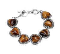 Naroote Bracelet Oeil de Tigre Coeur Élégant Accessoire en Pierre Naturelle
