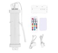Naroote Câble d'alimentation ARGB PSU, Câble d'alimentation GPU en Silicone Souple 2x8 Broches avec 120 Perles LED et Effet de Lumière Météore, pour Boîtier PC et (Contrôleur SK3 Blanc)