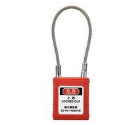 Naroote Cadenas de Verrouillage en Métal avec Corde de sécurité pour Usage Industriel, Acier Inoxydable de Haute qualité, Couleur Rouge, 1 Serrure et 2 Clés, adapté aux Procédures de Verrouillage