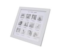 Naroote Cadre Photo pour bébé, Tableau Photo Baby Essentials My First Year env. 25x25x1,8 Cm / 9,8x9,8x0,7 Pouces avec Panneau de densité et Matériau en Polystyrène pour le Record de