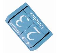 Naroote Calendrier des Blocs pour Le Bureau, Calendrier de Bureau Bloc du de Date d'Affichage Affichage du Perpétuel en Bois Desktop avec des Cubes de en Bois Vintage Bloque d' (Blue)