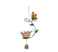 Naroote Carillon Mangeoire pour Oiseaux, Détails Floraux en Verre | Construction en Fer, Conception de Roulement scellé, Chaîne de Suspension pour Arbres ou Pergolas, Décoration de Jardin