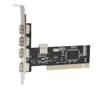 Naroote Carte D'extension PCI Convertisseur Haute Vitesse pour Adaptateur Hub USB2.0 4 Ports pour Accessoires PC Universels Type de Transfert Noir Via Puce VT6212L Conforme PCI2.2 pour Général