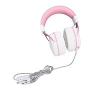 Naroote Casque de Jeu Filaire RGB, Réduction du Bruit Lumineux, sur L'oreille, pour Les Joueurs sur PC, Ajustement Confortable (Pink)