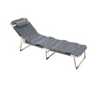 Naroote Chaise Salon, Inclinaison de Lit Simple Salon en Fer, Couche à Coucher Inclinable, Lit de Camping, Pliant avec Chaise de Patio pour Plage pour Le Camping (56 Tube Rond Gris et Coton)