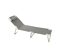Naroote Chaise Salon, Inclinaison de Lit Simple Salon en Fer, Couche à Coucher Inclinable, Lit de Camping, Pliant avec Chaise de Patio pour Plage pour Le Camping (56 Tube Rond Gris)
