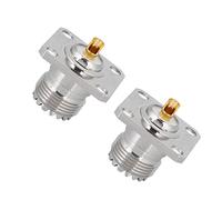 Naroote Châssis de Panneau UHF Femelle à 4 Trous, Connecteur Adaptateur Coaxial RF, Haute Fréquence, Faible Perte pour Antennes, Appareils LAN sans Fil, 2 Pièces