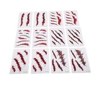 Naroote Cicatrice Stickers, Imperméable Effet 3D pour Cosplay | 12 feuilles, design réaliste, adhésif adapté aux enfants, retrait en douceur, utilisation polyvalente