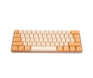 Naroote Clavier de Jeu USB 61 Touches RGB Light Key Line Clavier Filaire Mécanique Couleur à Contraste Dynamique pour Les Jeux de Bureau avec Un Design Compact pour Les Joueurs (Beige orangé)