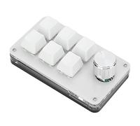 Naroote Clavier Mécanique à Une Main, Utilisation Facile, Mini-claviers Portables à 6 Touches, Haute Résistance, Résistants à l'usure, Anti-poussière pour Bureau et Laboratoire (Noir Blanc)