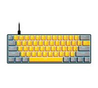 Naroote Clavier Mécanique Filaire, 61 Touches, Interrupteur Bleu/Rouge, Renversement des Touches N pour Frappe sur PC, ABS Noir/Blanc/Jaune (Interrupteur Bleu)
