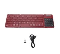 Naroote Clavier sans Fil, Clavier Rechargeable avec Pavé Tactile, Pavé Numérique, 3 Canaux Bluetooth, Fonctionnement Silencieux, Design Pliable en 3 Parties, pour Le Jeu, Le Travail (Wine Red)