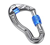 Naroote Clips de Verrouillage de Mousqueton, vis 25KN Ultra Robuste, quipement de Sauvetage avec Crochet de Verrouillage, pour l'escalade dans Les Montagnes en Montagne(Bleu)