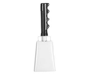 Naroote Cloches de Vache de 9 Pouces avec Poignée, Cloche à Main Forte avec Poignée Ergonomique, Idéale pour les Matchs de Football, les Concerts, les Fêtes de Fin d'études, l'école (WHITE)