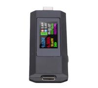 Naroote Compteur de Puissance USB C, Multimètre Numérique 0 à 6,5 A 0 à 195 W, Testeur de Courant de Tension avec Voltmètre de Type C, Idéal pour Tester la capacité de la Batterie (BLACK)