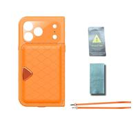 Naroote Coque de Téléphone étanche IP68, Coque sous-Marine Entièrement Scellée à 360°, en TPU Résistante aux Chocs avec Miroir et Porte-Cartes, Idéale pour la Natation, Le Ski en Plein Air (Orange)