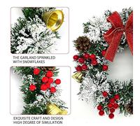 Naroote Couronne de Noël Superbe Couronne de Porte à Suspendre Ornée de Baies, Pommes de Pin, Cloche à Nœud Papillon, Décorations Intérieures et Extérieures, Cadeau Parfait pour Les Proches 30 Cm/40