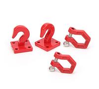 Naroote Crochet de Remorque RC en Métal, Crochet de Pièces de Rechange 2 Pièces, Résistant à la Corrosion Durable pour Voiture RC à échelle SCX10, 90046, D90 1:10 (Rouge)