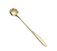 Naroote Cuillère à Dessert Ronde à Long Manche en Acier Inoxydable doré Durable, Cuillère à Dessert pour Crème Glacée 1 Pièce (Cosmos (or) 18cm)