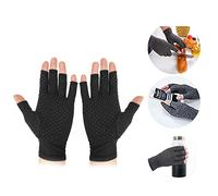 Naroote d'arthrite de Soins de santé pour Femmes Hommes, Demi-doigts à Pression équilibrée pour Soins de santé Fitness Protection Solaire Noir Gris (L)