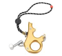 Naroote Déclencheur de Pouce pour Tir à l'arc, Corps en Alliage d'aluminium usiné CNC avec Poignée Ergonomique à 3 Doigts, Déclenchement de sensibilité Réglable pour Arc à Poulies, livré avec (Gold)