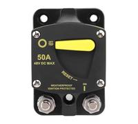 Naroote Disjoncteur Automatique 12 V à 48 V DC avec Interrupteur de Réinitialisation Manuelle pour Camping-cars, Bateaux, Systèmes Solaires, Construction Durable en ABS et Cuivre (50A)