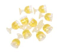 Naroote Dollhouse Wine Glasses, 1:12 Scale Miniature Set | Conception en PVC robuste, transparent avec liquide jaune, décoration polyvalente pour cuisine, accessoires de bar, modélisme