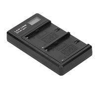 Naroote Écran LCD Double Chargeur de Batterie au Lithium USB pour NP-F550, Chargeur ABS Noir Double Canal pour Batterie D'appareil Photo avec Affichage Clair du Niveau de, Portable et Pratique pour