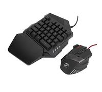 Naroote Ensemble Clavier et Souris de Jeu, Rétroéclairage LED Durable pour //OS X, Accessoire D'ordinateur Ergonomique pour Joueur sur PC, Clavier à 1 Main, Souris de Jeu pour Plus de Contrôle Libre