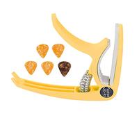 Naroote Ensemble de Capodastres pour Guitare électrique, ABS Durable à Dégagement Rapide avec 5 Médiators pour ukulélé Banjo Mandoline (YELLOW)