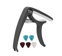 Naroote Ensemble de Capodastres pour Guitare électrique, ABS Durable à Dégagement Rapide avec 5 Médiators pour ukulélé Banjo Mandoline (BLACK)