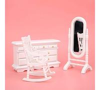 Naroote Ensemble de Miroirs de Lit Double de Style Moderne pour Maison de Poupée, Mini Meubles pour Décoration de Chambre à Coucher de Maison de Poupée 1:12, Accessoires en Bois Blanc, Non Toxiques