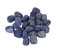 Naroote Ensemble de Pierres de Rune en Cristal d'esprit Paisible de l'alphabet des Aînés Gravés Naturels pour la Méditation Divinatoire, 25 Pièces pour les Amis et la Famille (Lapis lazuli)