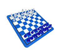 Naroote Ensemble de Plateau de Jeu D'échecs Compact pour Un Jeu Compétitif et Un Plaisir en Famille, Idéal pour Les Enfants et Les Adultes (Bleu Blanc)
