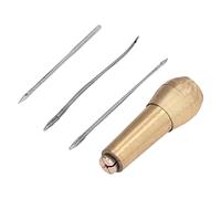 Naroote Ensemble de Poinçons à Coudre en Cuir, Outil de Couture à la Main Durable pour la Production de Cuir, avec Poignée en Laiton pour la Réparation de Chaussures Faites à la Main, 3 Têtes de