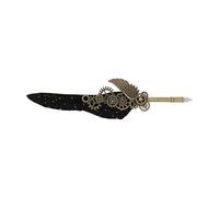 Naroote Ensemble de Stylo Quill, Lettre de Lissage Résistante à l'usure Vintage pour l'école pour le Bureau pour à la Maison (SP283701 Noir en or saupoudré (plume d'oie)