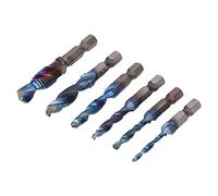 Naroote Ensemble d'outils de Cannelure en Spirale de Robinet combiné de dureté élevée 6 Pièces pour le Taraudage de Fil de Traitement du Bois (Couleur plaquée)