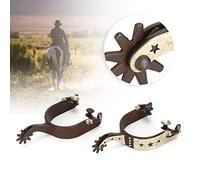 Naroote Éperons de Botte de Cheval de Cowboy, Design sculpté pour Compétition équestre, Décoration Argentée pour Cavalier, 2 Pièces