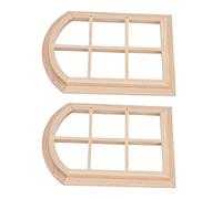 Naroote Fenêtre en Bois pour Maison de Poupée, échelle 1/12, Meubles Miniatures, Conception à Bord Rond, 4.1x3x0,1 Pouces, pour Poupée, Bricolage