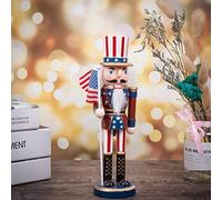 Naroote Figurine de Conte de Fées en Bois Peinte à la Main de 25CM, Décorations de Collection pour Noël et Nouvel an pour la Décoration de la Maison (Drapeau)