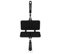 Naroote Gaufrier à Double Tête, Fer de Cuisson en Aluminium pour 2 Gaufres à la Fois, Long Manche avec Cuisson du Petit Déjeuner, Idéal pour les Desserts